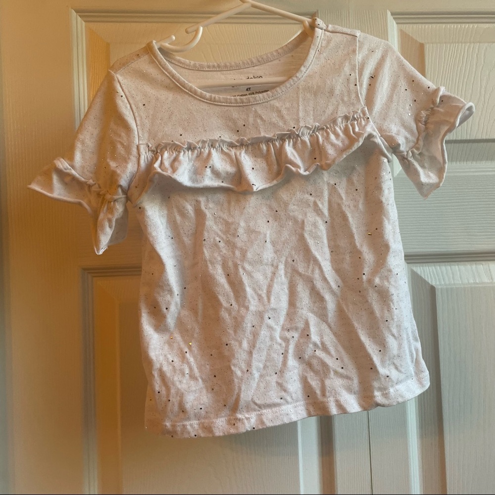 Girls white blouse top shirt glitter okie dokie size 4
